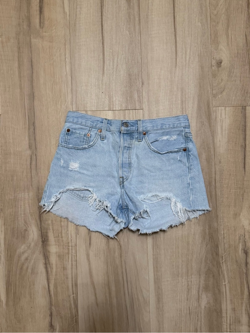 Levi's Light Blue Distressed Cutoff Denim Shorts
